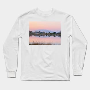 Sunset Mountain Reflection - Alykes Salt Flats, Zante, Zakynthos, Greece Long Sleeve T-Shirt